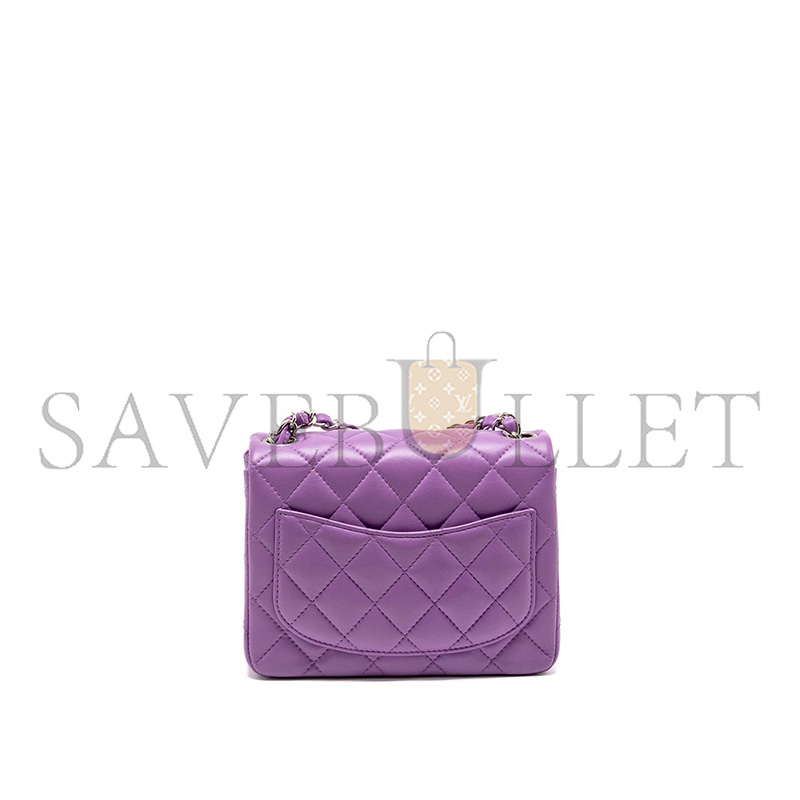 CHANEL MINI SQUARE FLAP BAG LAMBSKIN PURPLE AS1115 (17*13.5*8cm)